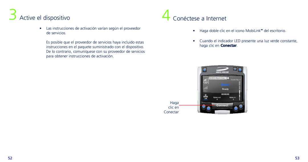 Novatel Wireless PC720, X720 quick start Active el dispositivo, Conéctese a Internet 