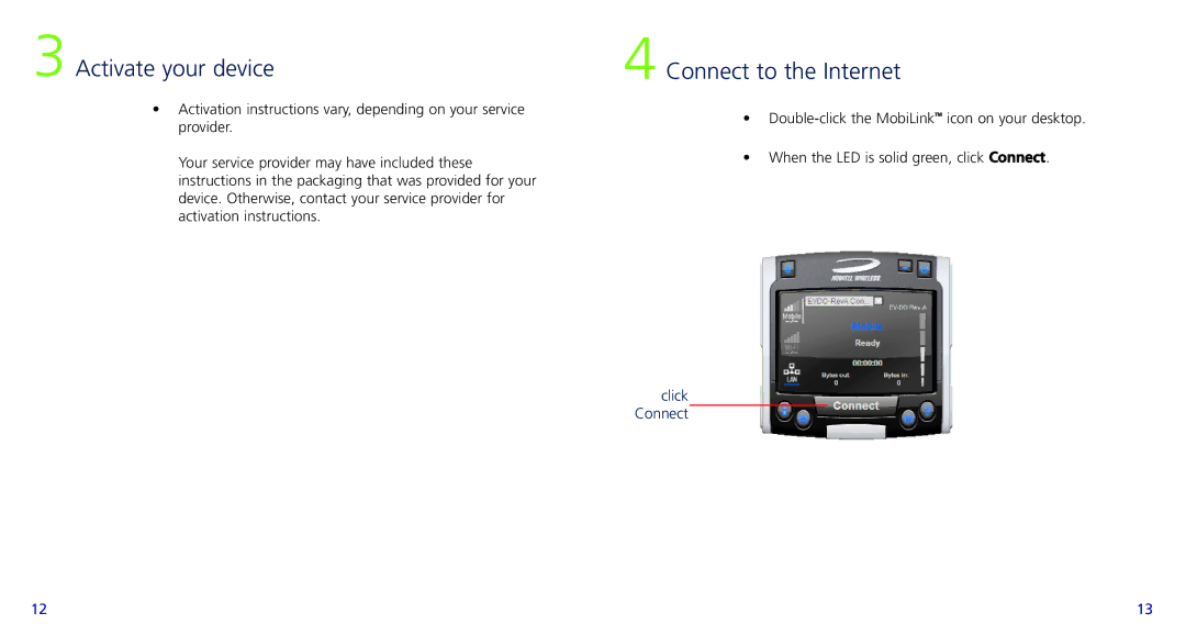 Novatel Wireless PC720, X720 quick start Activate your device, Connect to the Internet 