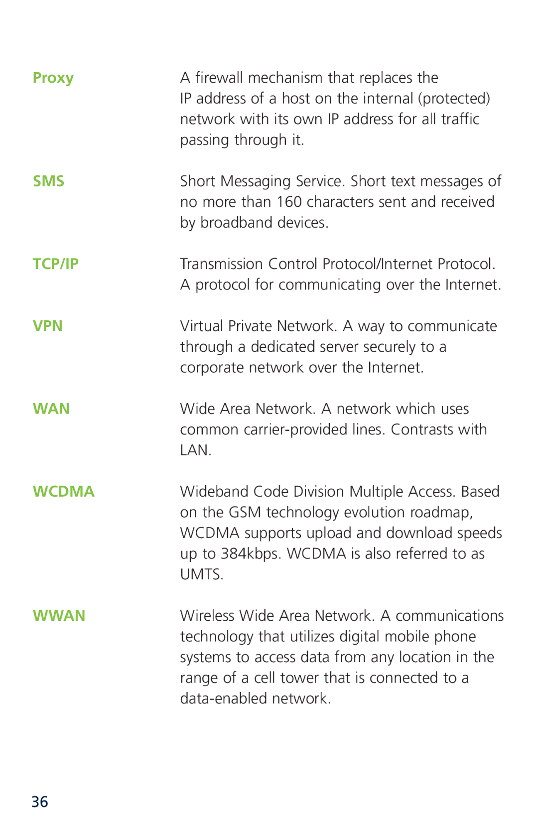 Novatel XU870 manual Proxy, Sms 