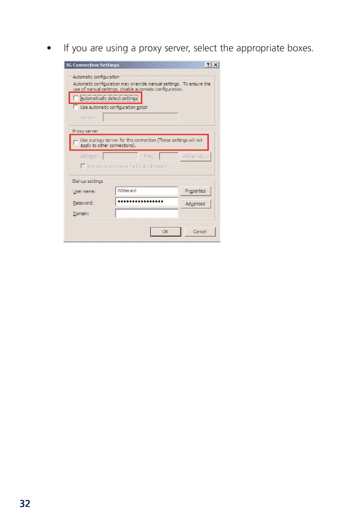 Novatel XU870 manual If you are using a proxy server, select the appropriate boxes 