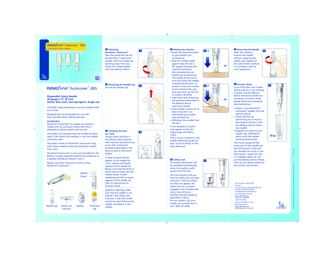 Novo Nordisk 30G manual Novo Nordisk Inc, Novo Nordisk A/S, Princeton, NJ Manufactured by, Bagsvaerd, Denmark 