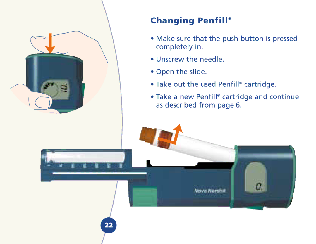 Novo Nordisk 510620 manual Changing Penfill 