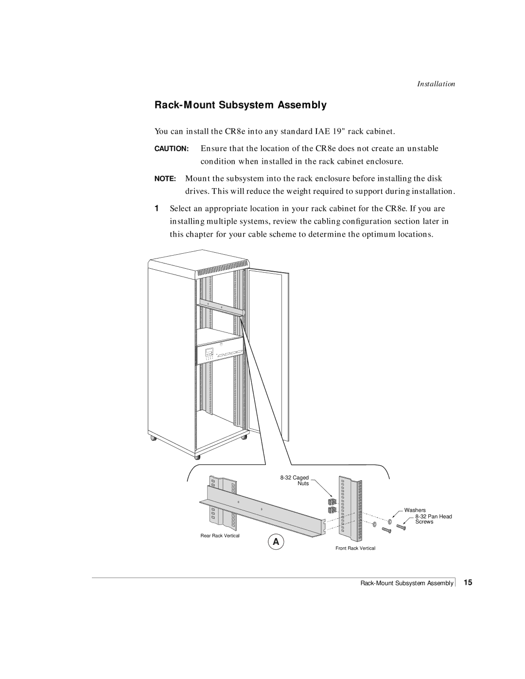 NStor Technologies Disk Array Enclosure, CR8e manual Rack-Mount Subsystem Assembly 