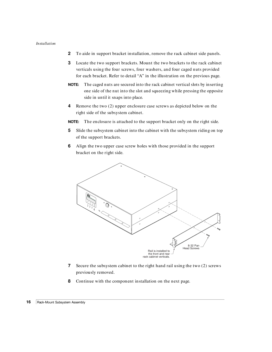 NStor Technologies CR8e, Disk Array Enclosure manual Rack-Mount Subsystem Assembly 