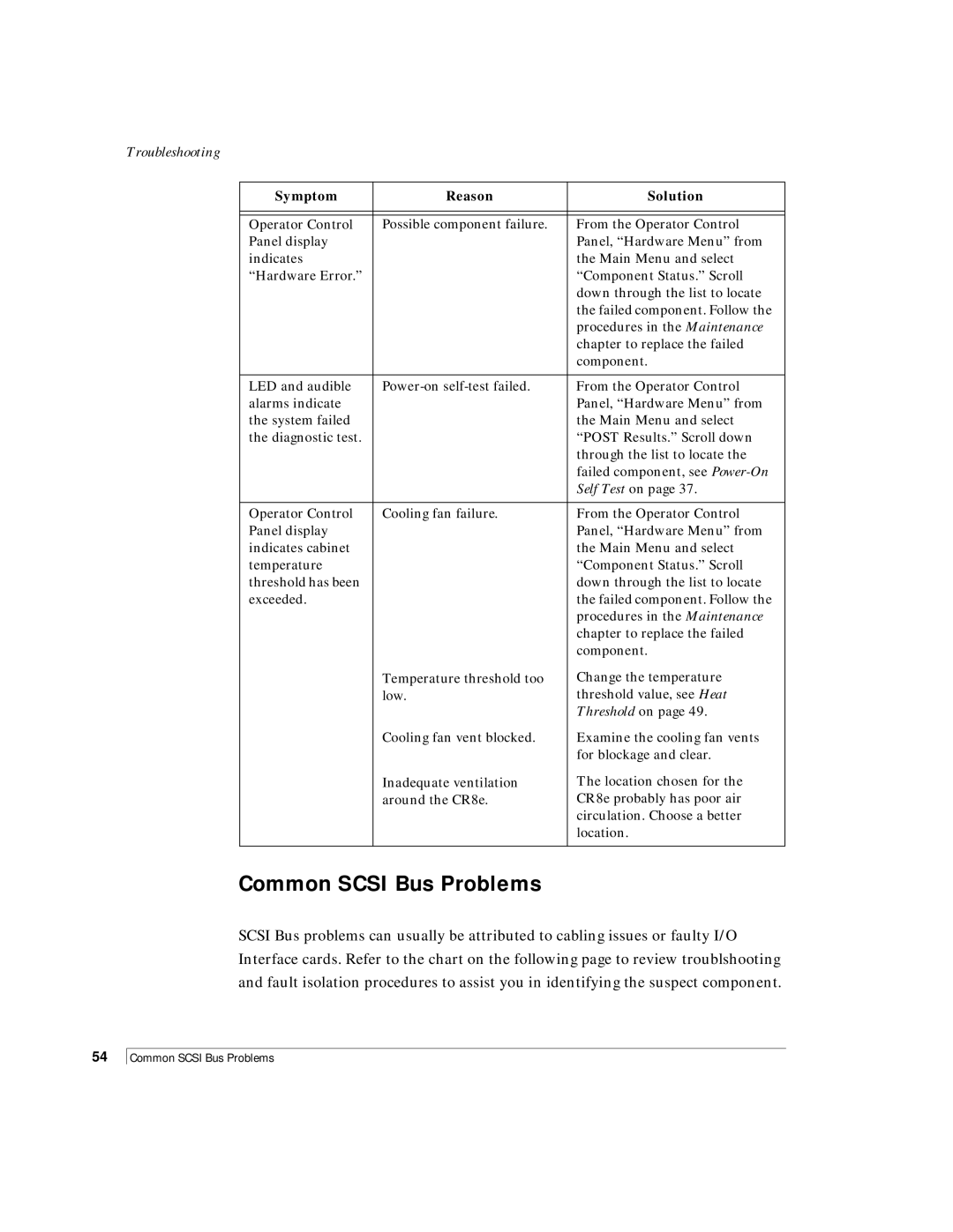 NStor Technologies CR8e, Disk Array Enclosure manual Common Scsi Bus Problems 