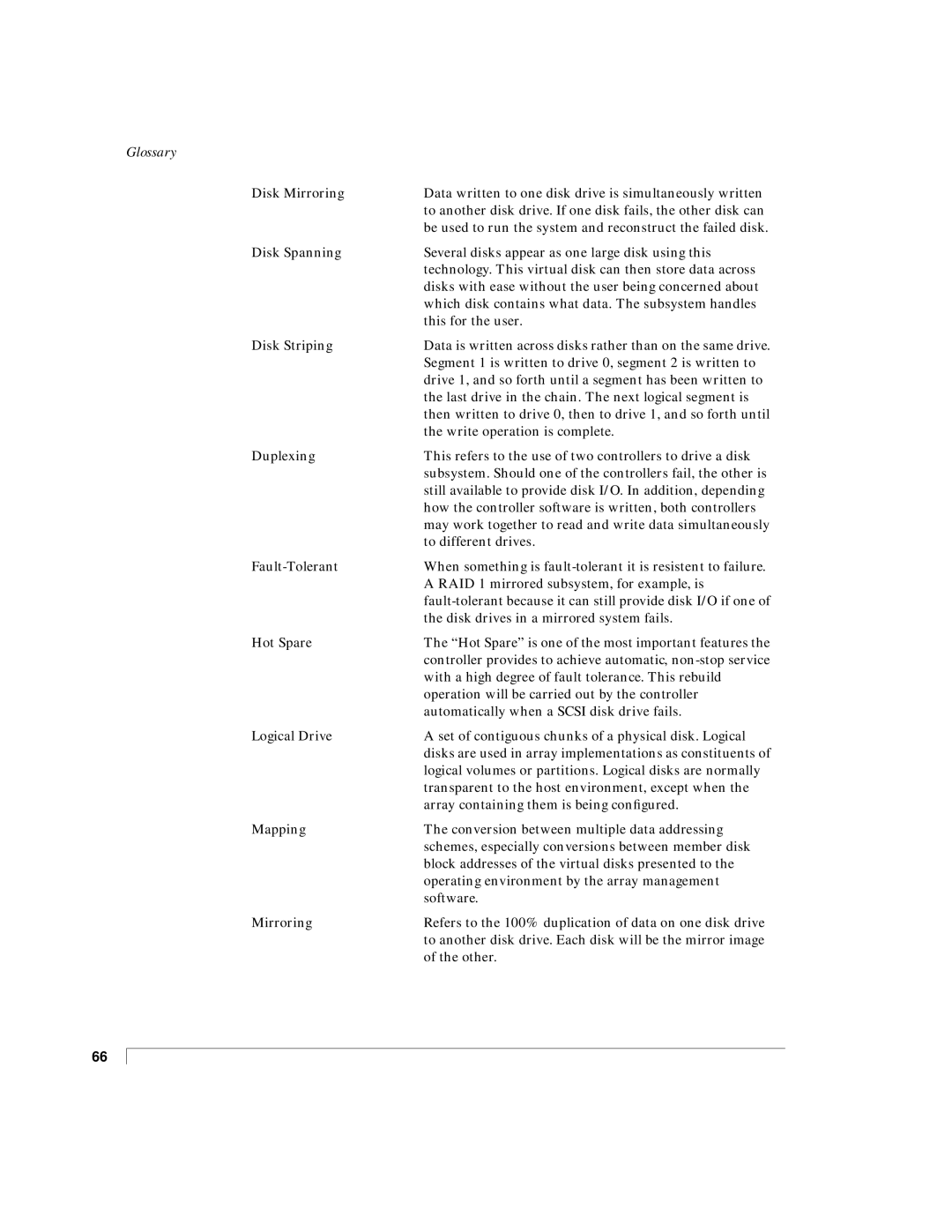 NStor Technologies CR8e, Disk Array Enclosure manual Glossary 