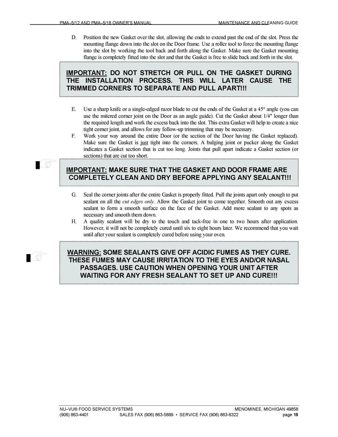 Nu-Vu PMA -5/12, PMA 5/18 owner manual Maintenance and Cleaning Guide 