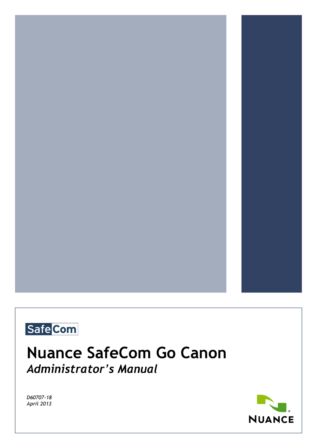 Nuance comm D60707-18 manual Nuance SafeCom Go Canon 