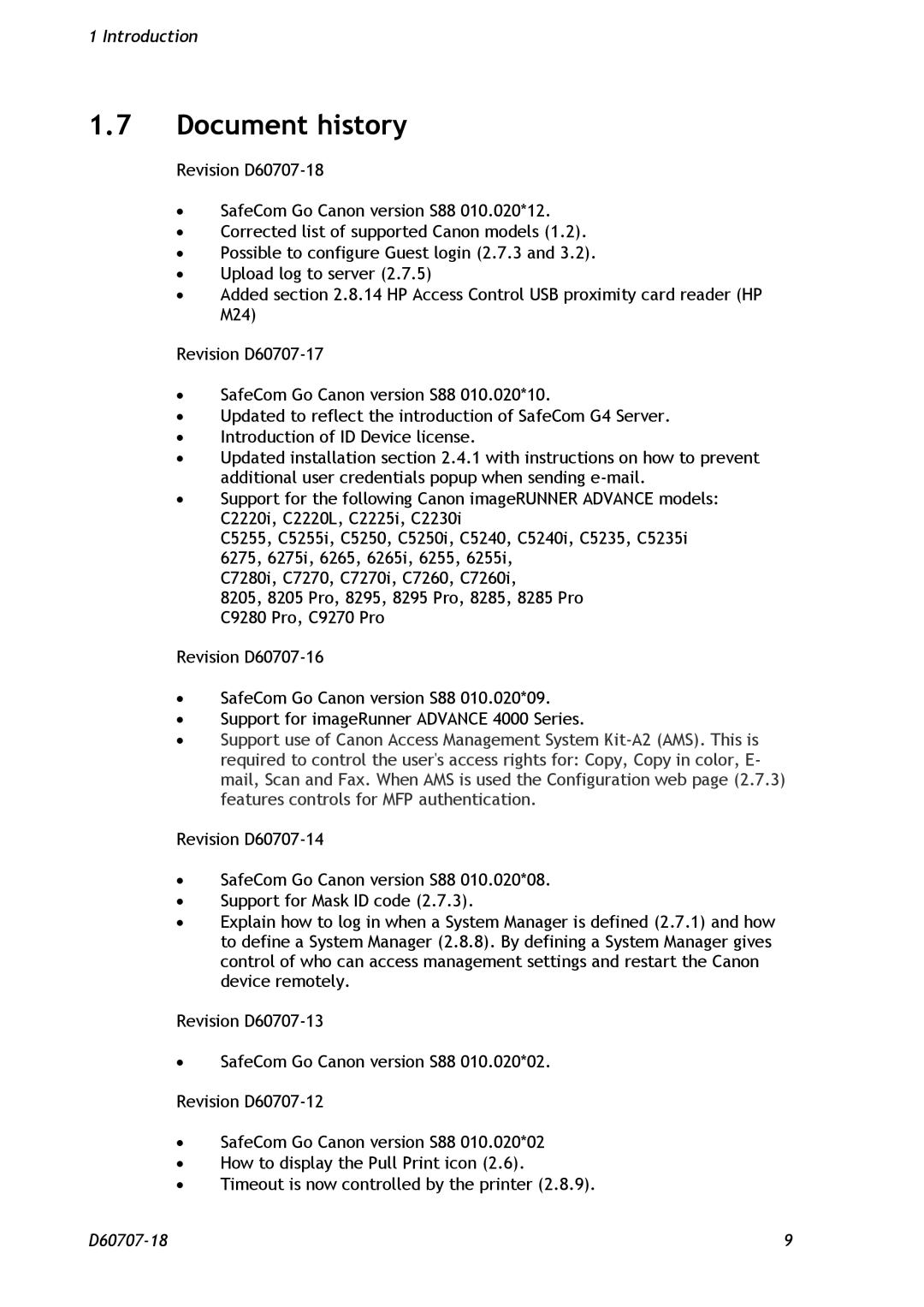 Nuance comm D60707-18 manual Document history 