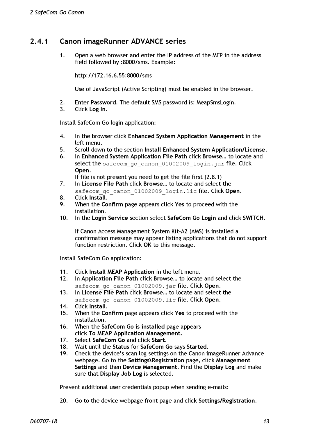 Nuance comm D60707-18 manual Click Log, Click Install Meap Application in the left menu 