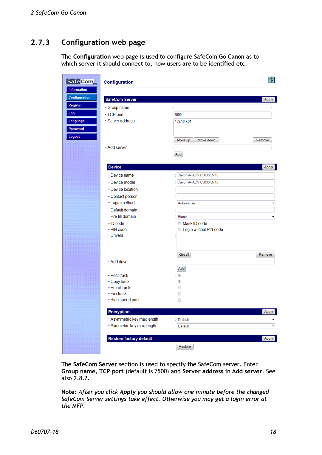 Nuance comm D60707-18 manual Configuration web 