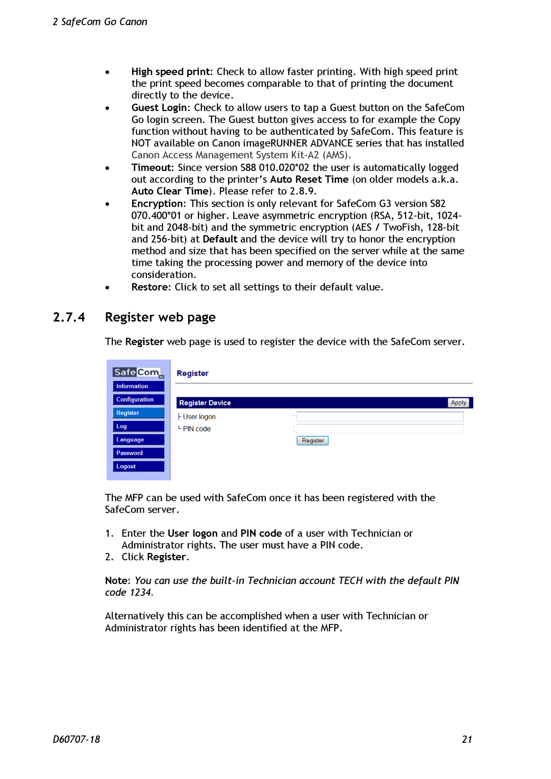 Nuance comm D60707-18 manual Register web, Click Register 