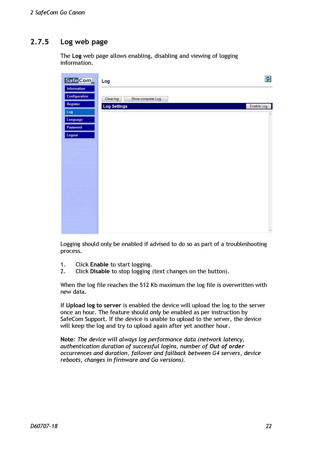 Nuance comm D60707-18 manual Log web 