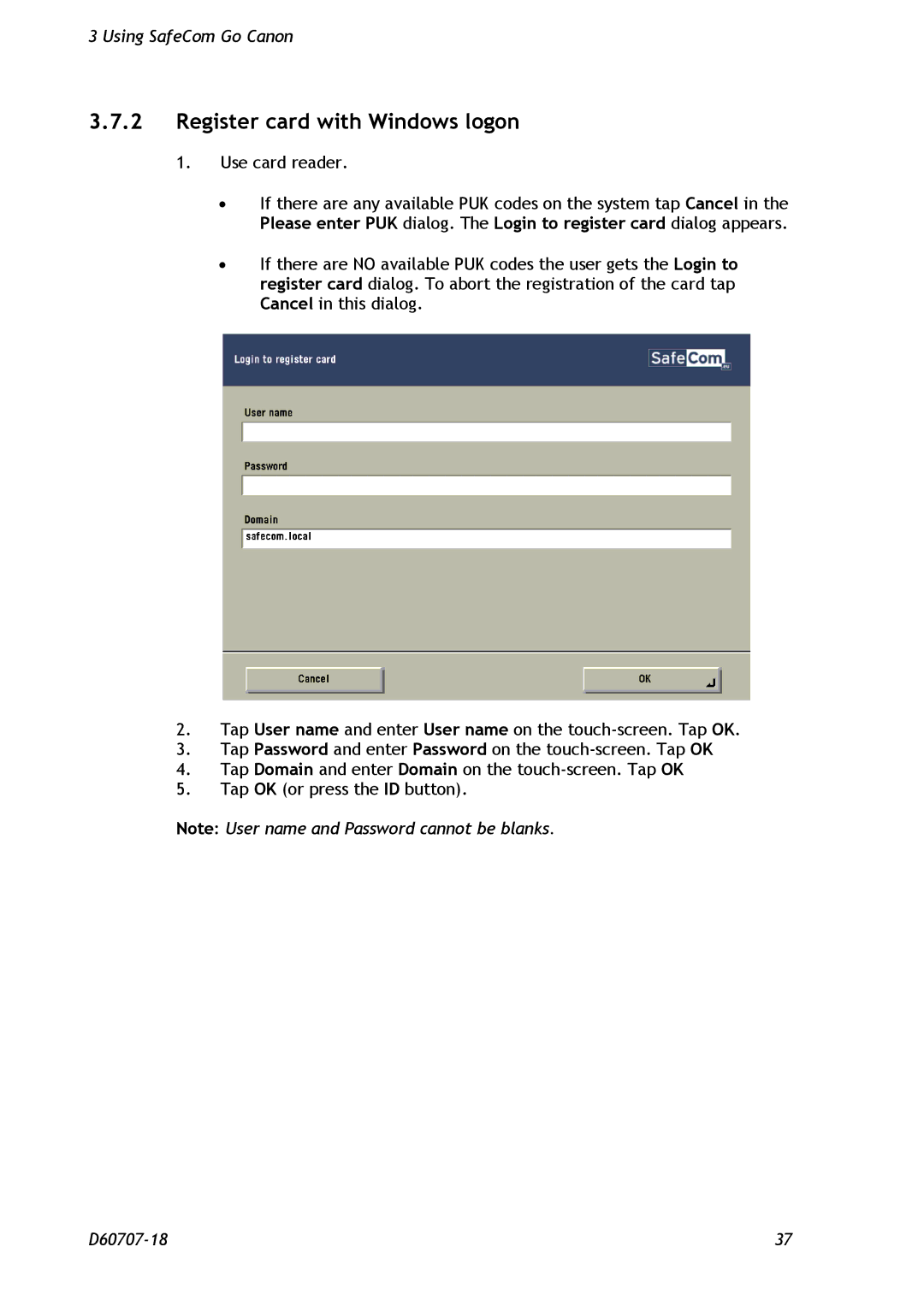 Nuance comm D60707-18 manual Register card with Windows logon 