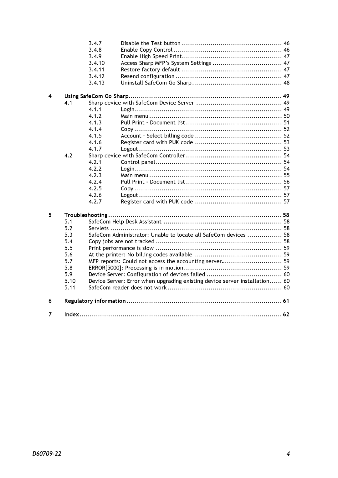 Nuance comm D60709-22 manual Regulatory information Index 