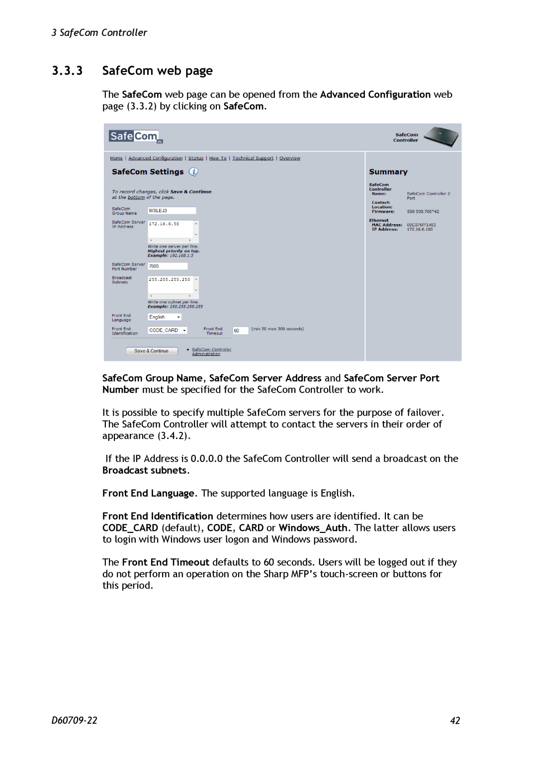 Nuance comm D60709-22 manual SafeCom web 