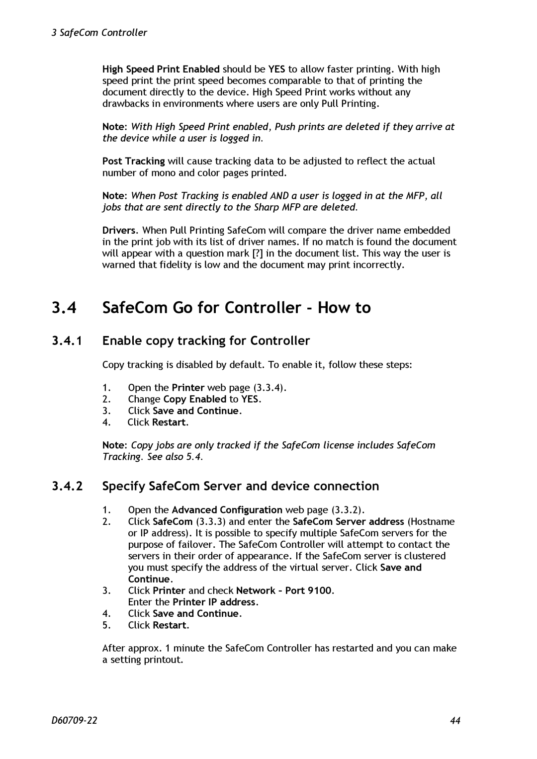 Nuance comm D60709-22 manual SafeCom Go for Controller How to, Enable copy tracking for Controller 