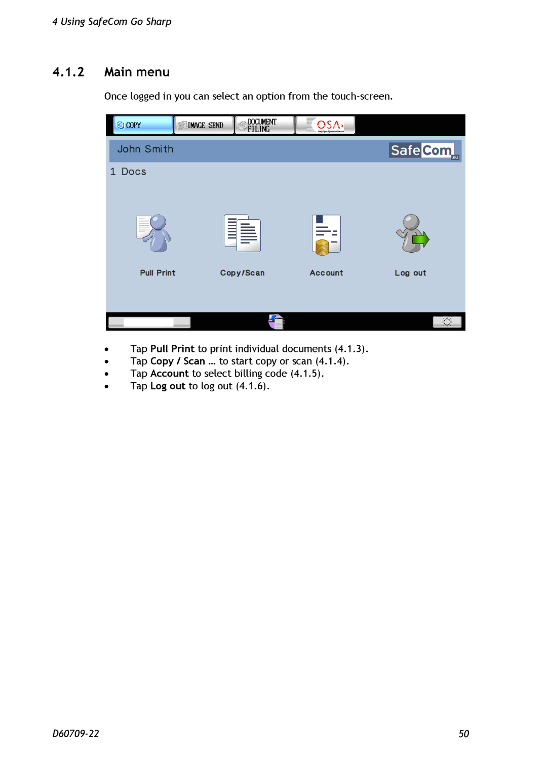 Nuance comm D60709-22 manual Main menu 