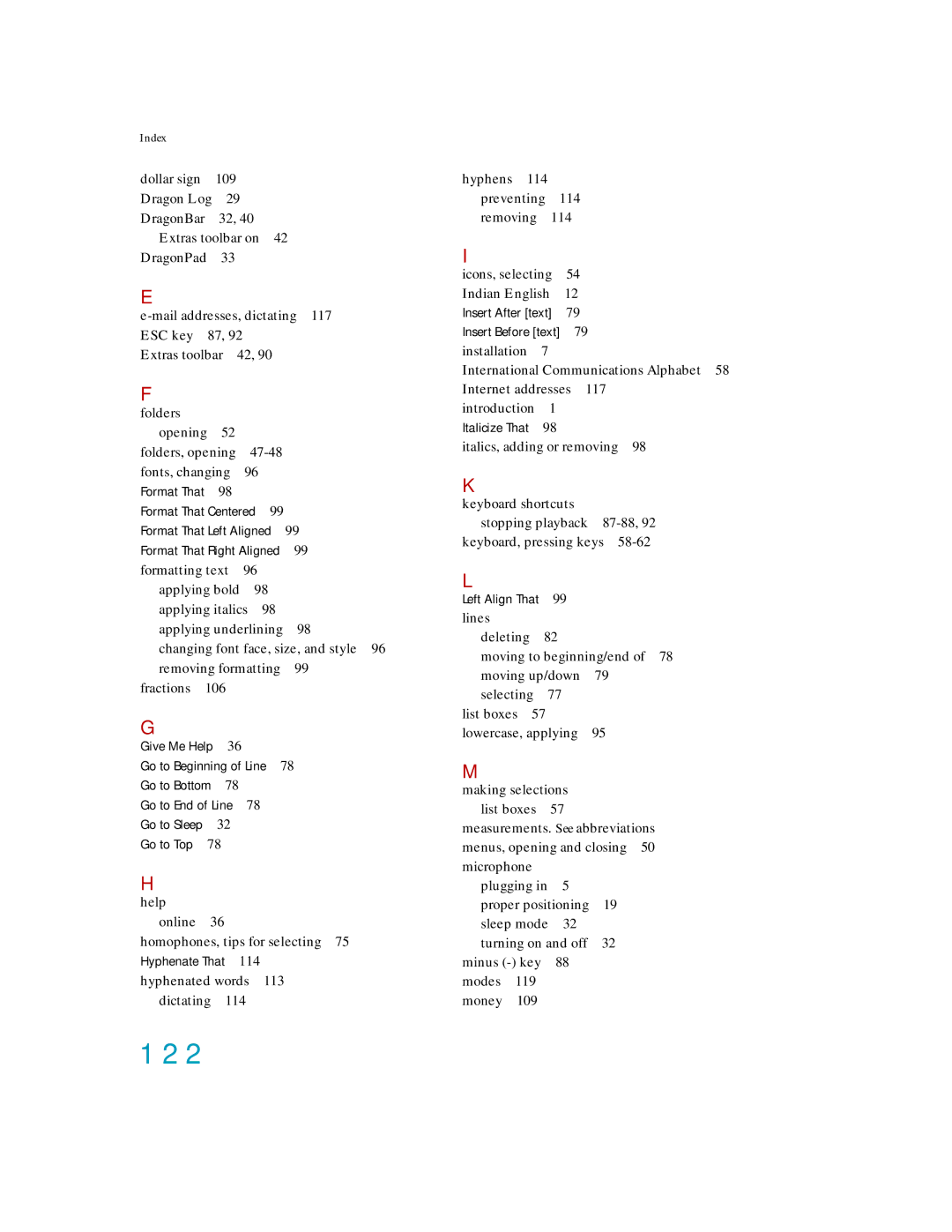 Nuance comm K609A-G00-11.0, K609A-GC3-11.0, K609A-WN9-11.0, K609AGC3110 manual 122 