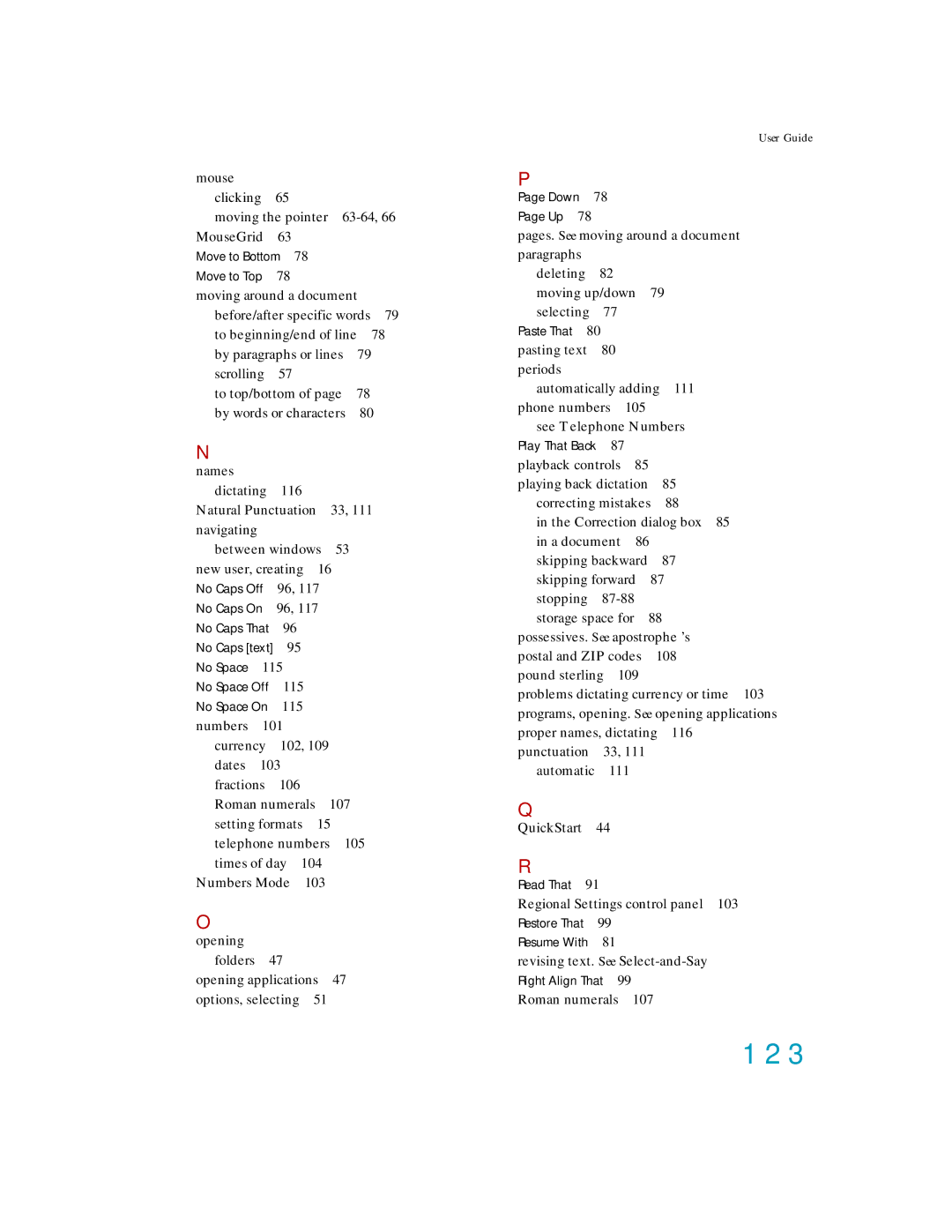 Nuance comm K609AGC3110, K609A-GC3-11.0, K609A-WN9-11.0, K609A-G00-11.0 manual 123 