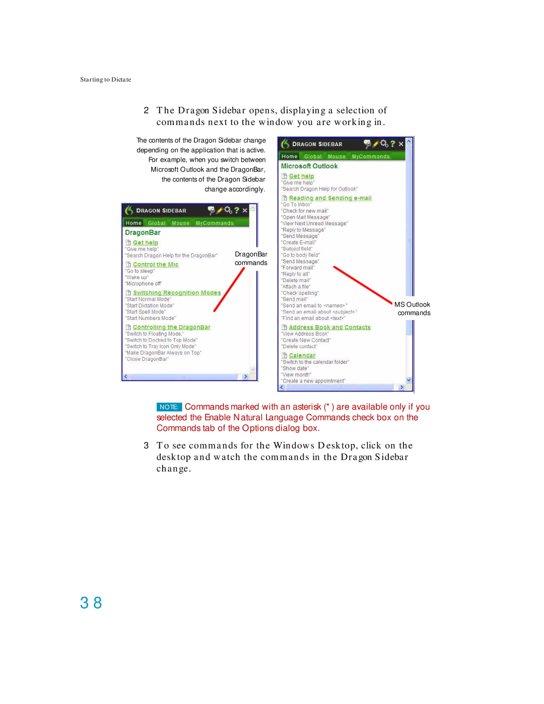 Nuance comm K609A-G00-11.0, K609A-GC3-11.0, K609A-WN9-11.0, K609AGC3110 manual MS Outlook commands 