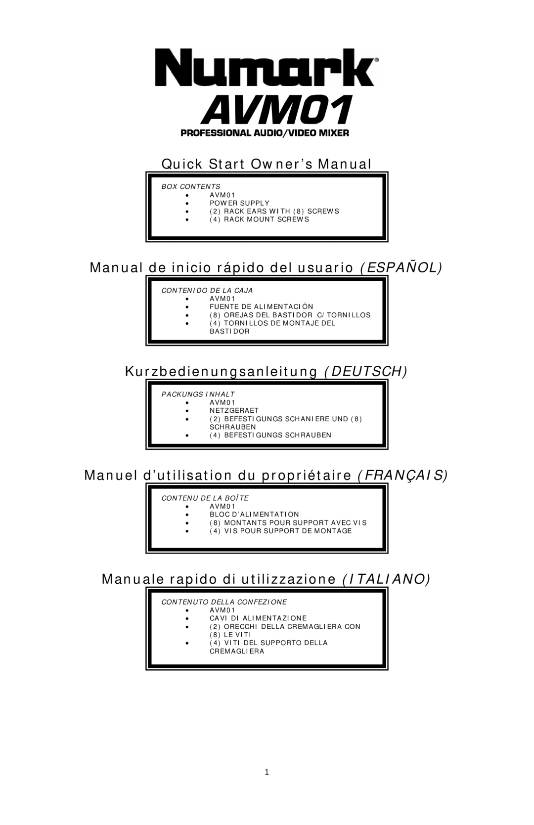 Numark Industries AVM01 quick start Manual de inicio rápido del usuario Español 