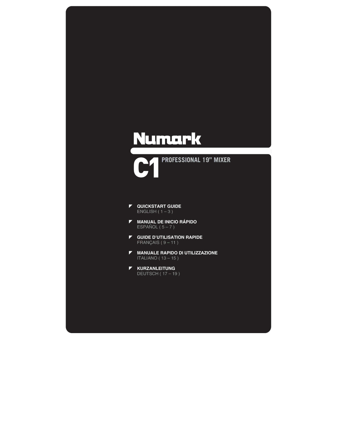 Numark Industries C1 quick start Quickstart Guide 