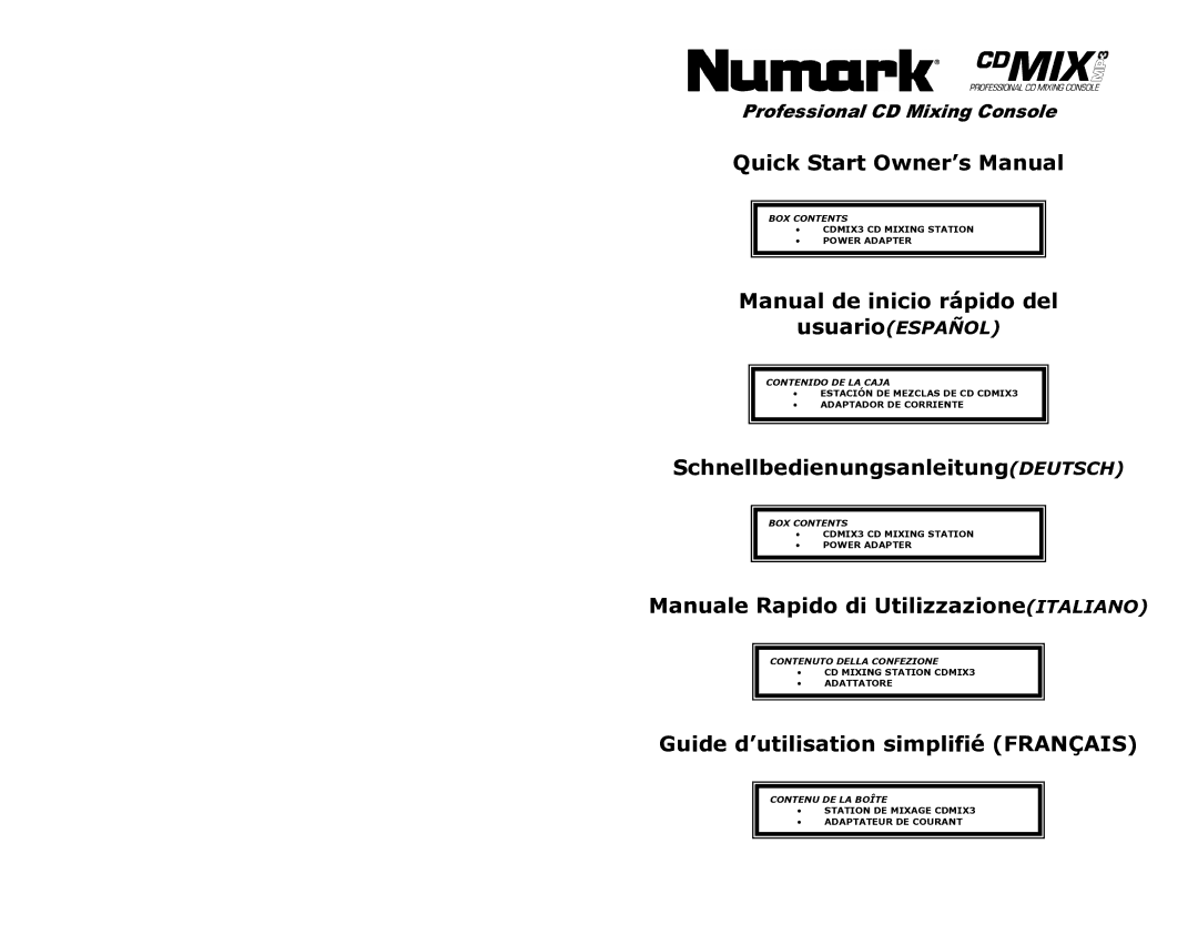 Numark Industries CDMIX3 quick start Manual de inicio rápido del 