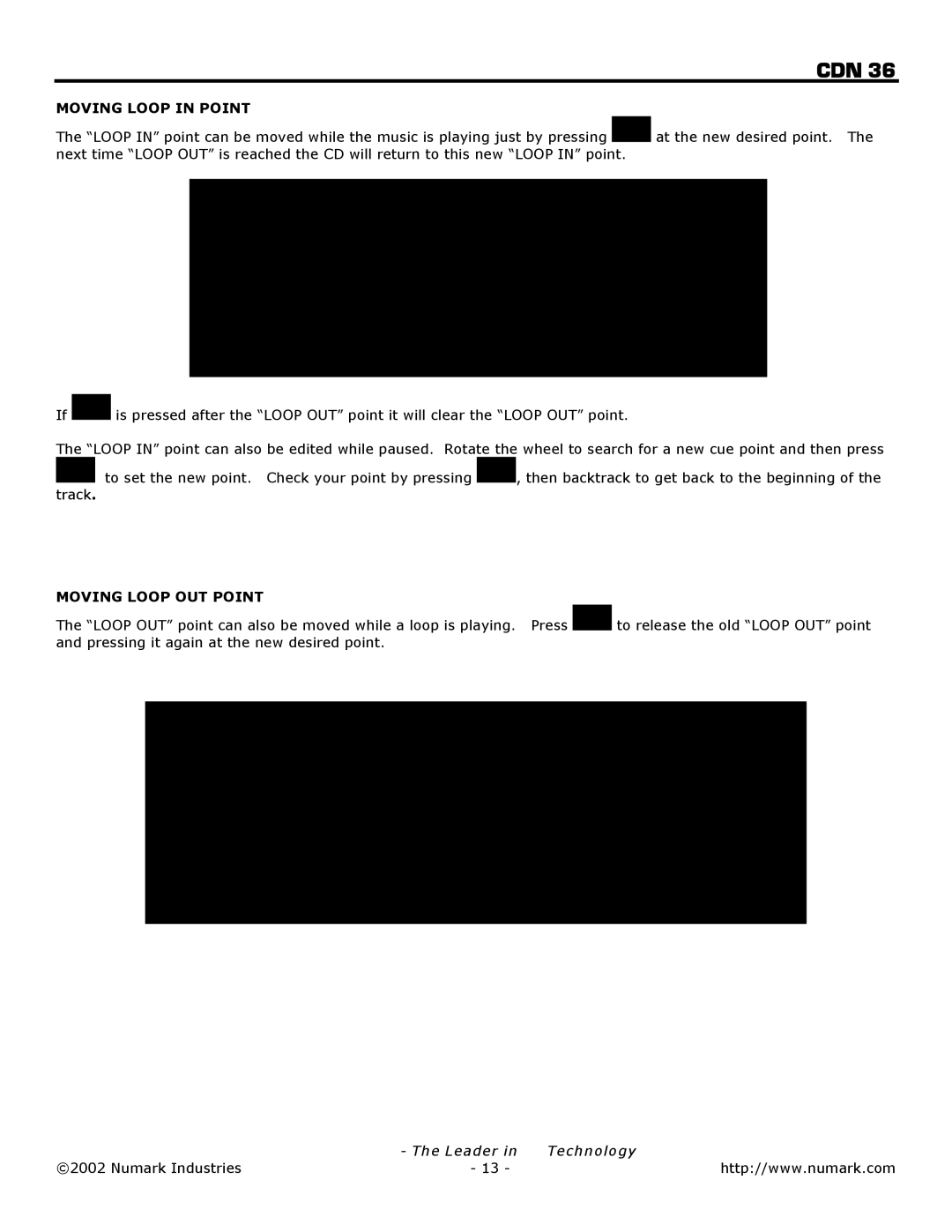 Numark Industries CDN 36 owner manual Moving Loop in Point, Moving Loop OUT Point 