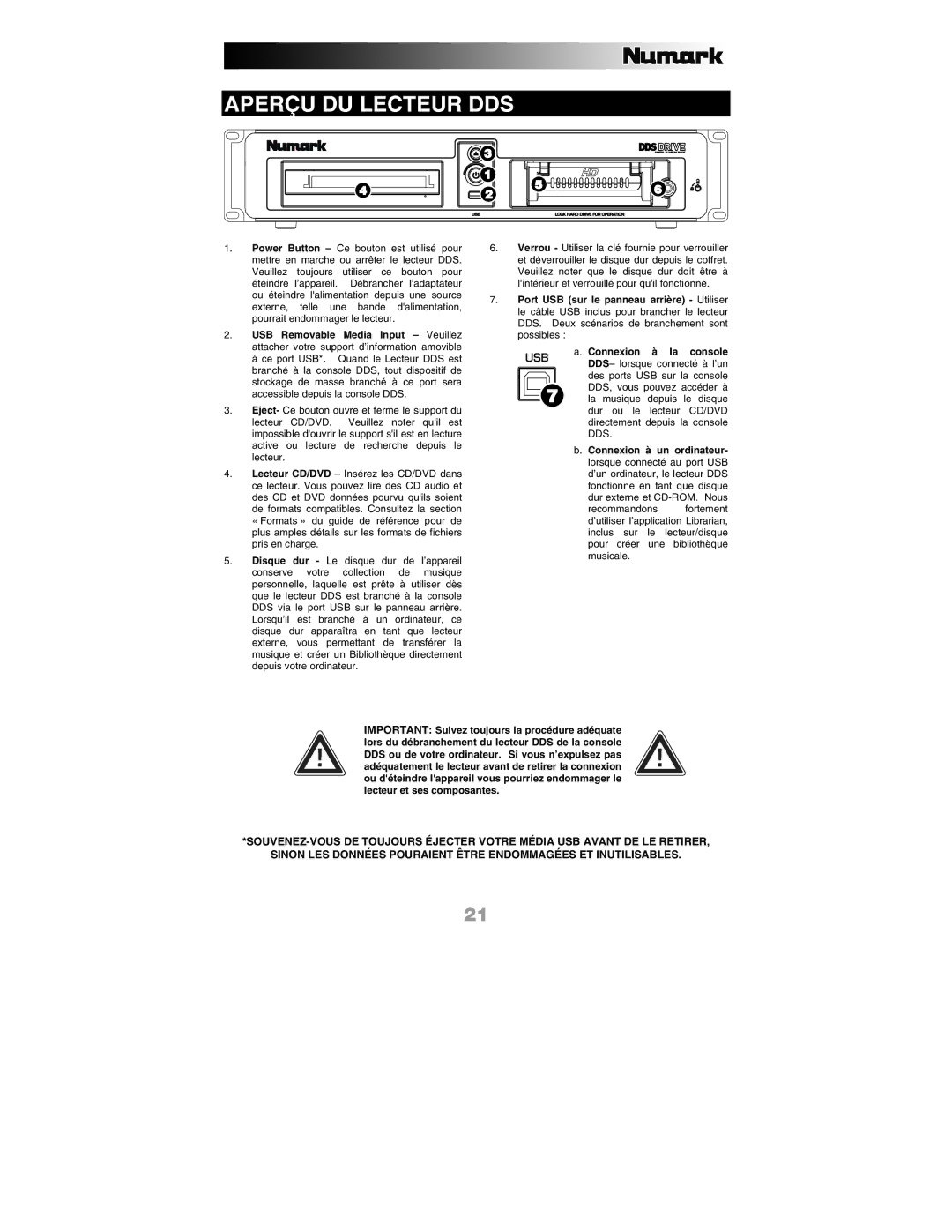 Numark Industries DDS80 quick start Aperçu DU Lecteur DDS 