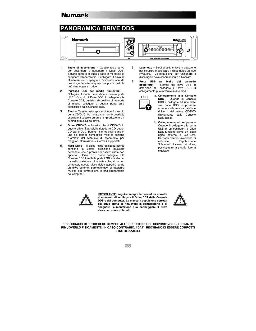 Numark Industries DDS80 quick start Panoramica Drive DDS 