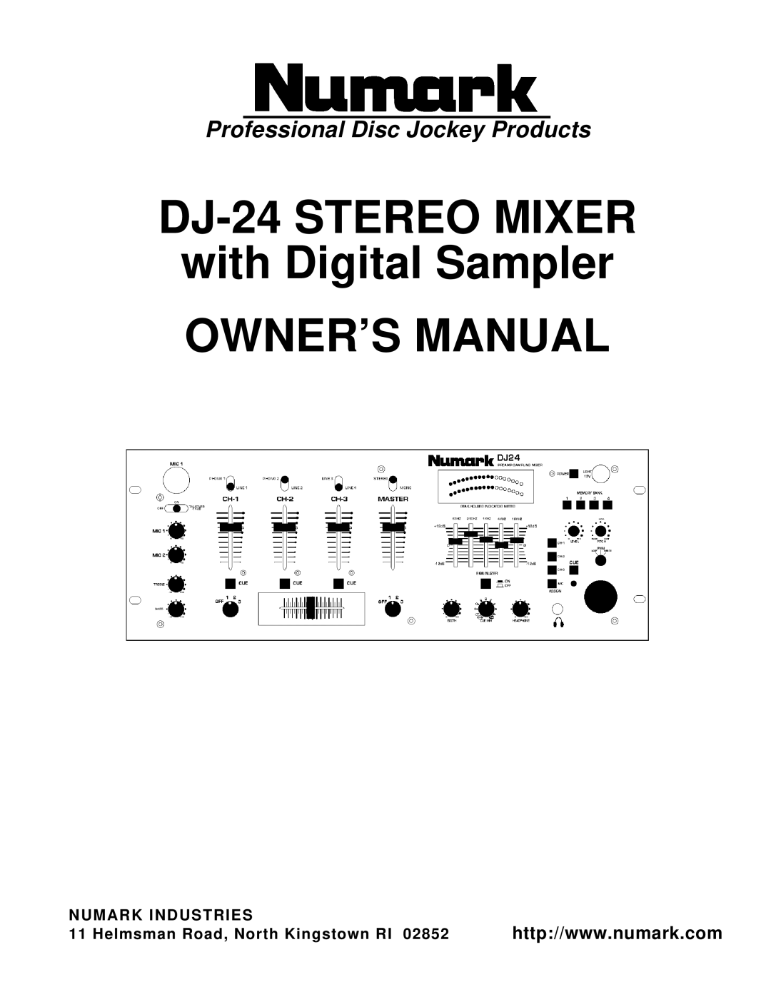 Numark Industries owner manual DJ-24 Stereo Mixer with Digital Sampler 