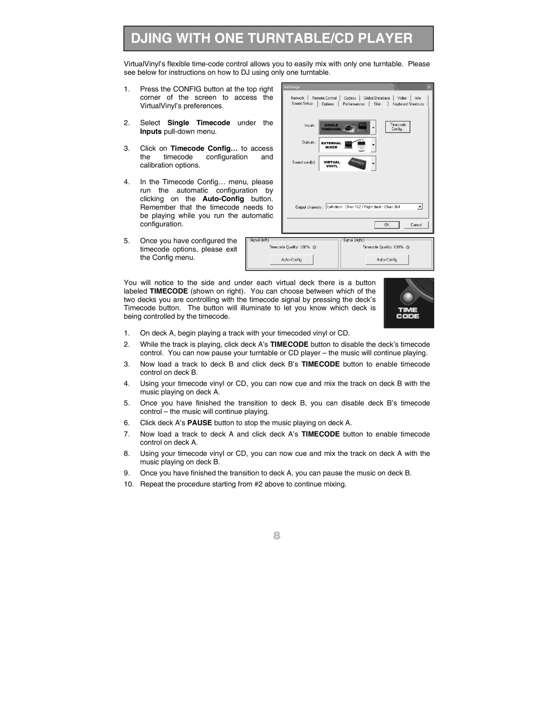 Numark Industries DJ Equipment quick start manual Djing with ONE TURNTABLE/CD Player 