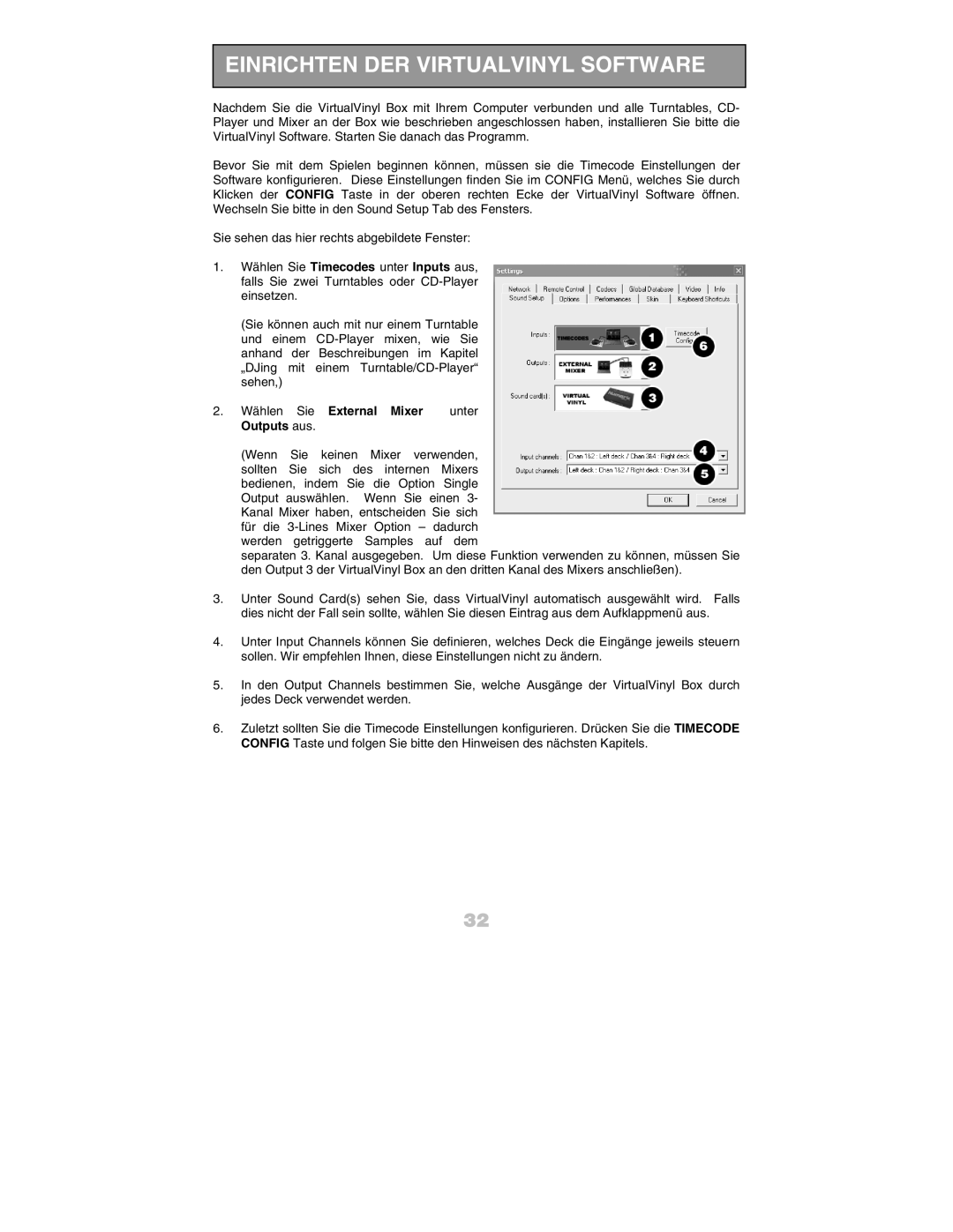 Numark Industries DJ Equipment quick start manual Einrichten DER Virtualvinyl Software, Outputs aus 