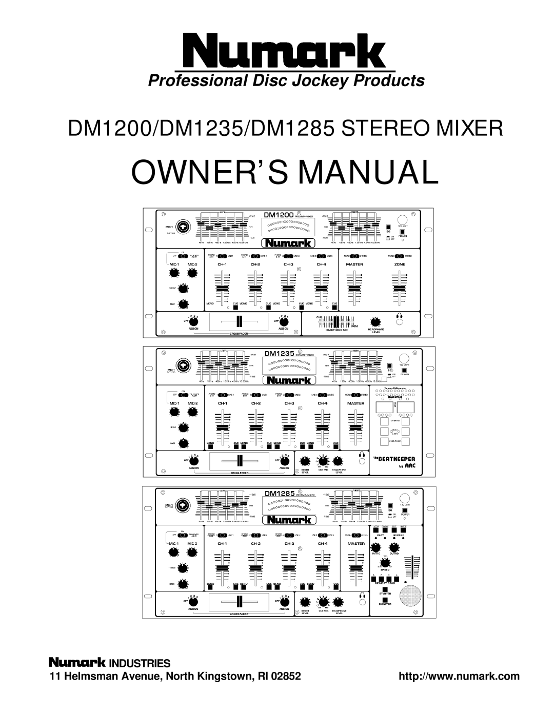 Numark Industries owner manual DM1200/DM1235/DM1285 Stereo Mixer 