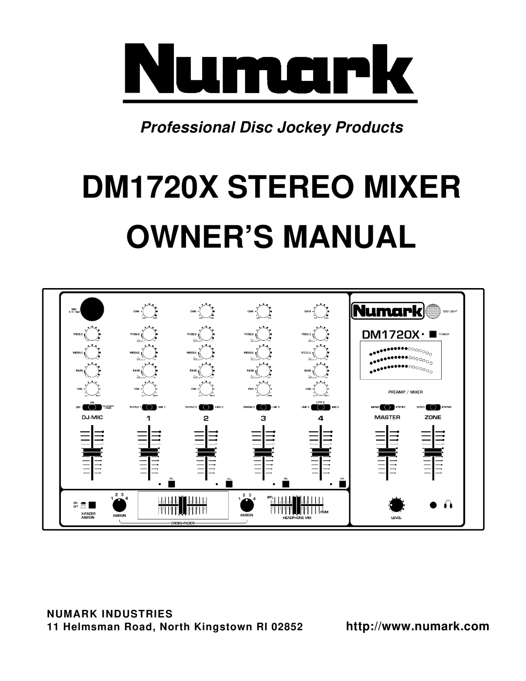 Numark Industries owner manual DM1720X Stereo Mixer 