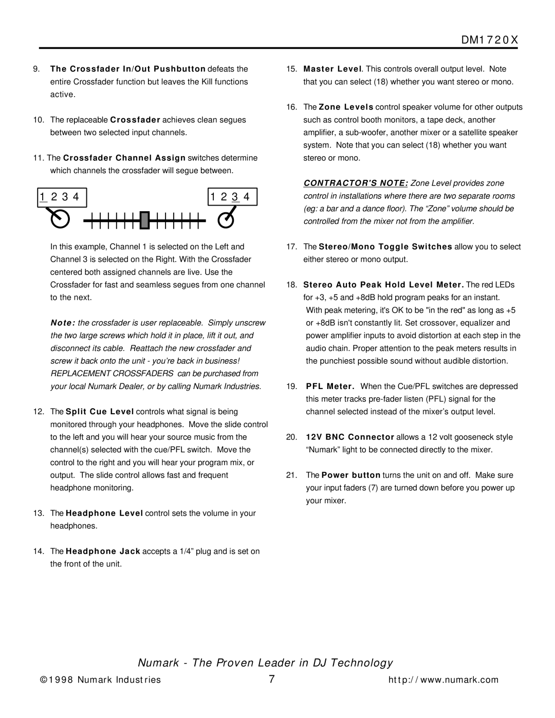 Numark Industries DM1720X owner manual 