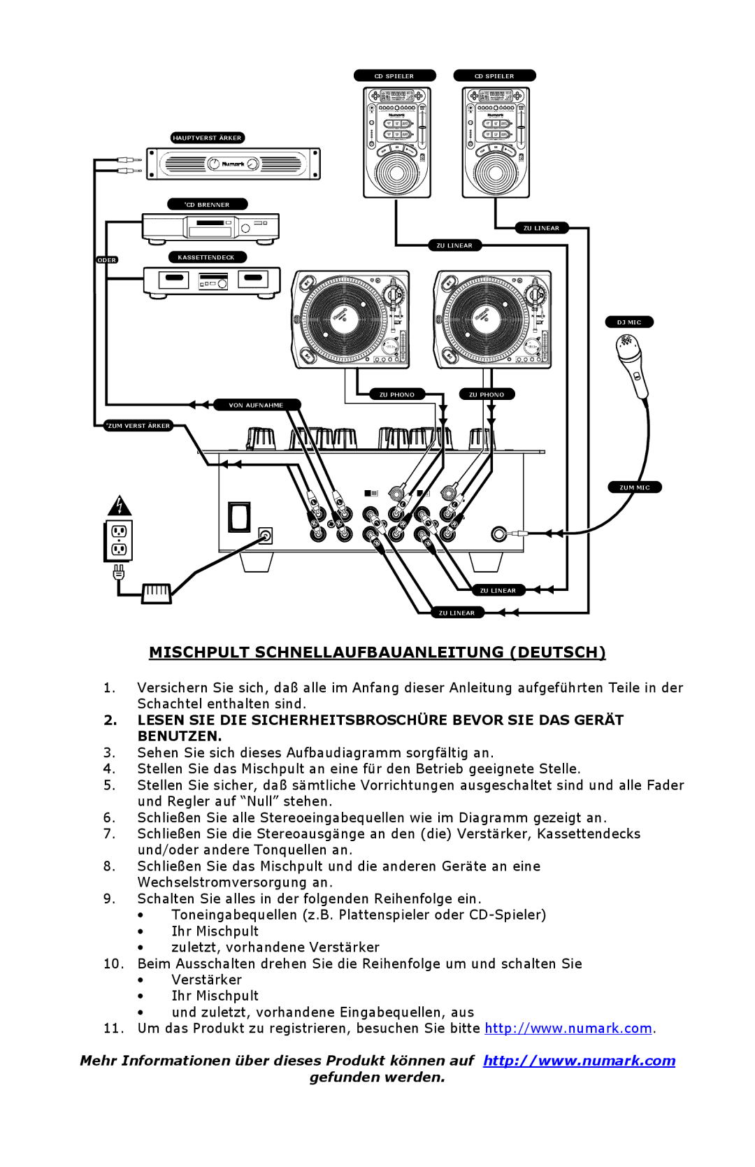 Numark Industries DXM03 quick start Mischpult Schnellaufbauanleitung Deutsch, Gefunden werden 