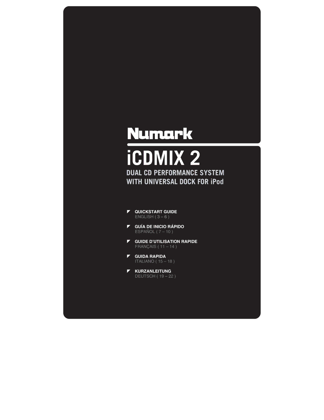 Numark Industries iCDMIX2 quick start Icdmix 