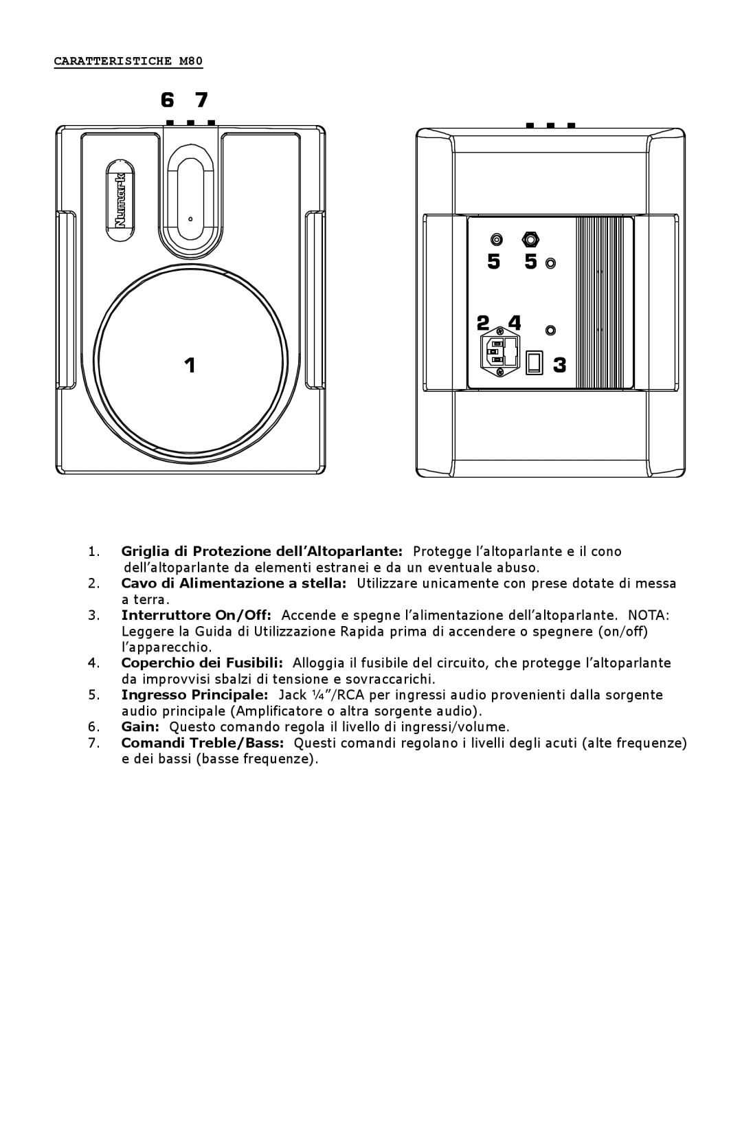 Numark Industries quick start Caratteristiche M80 