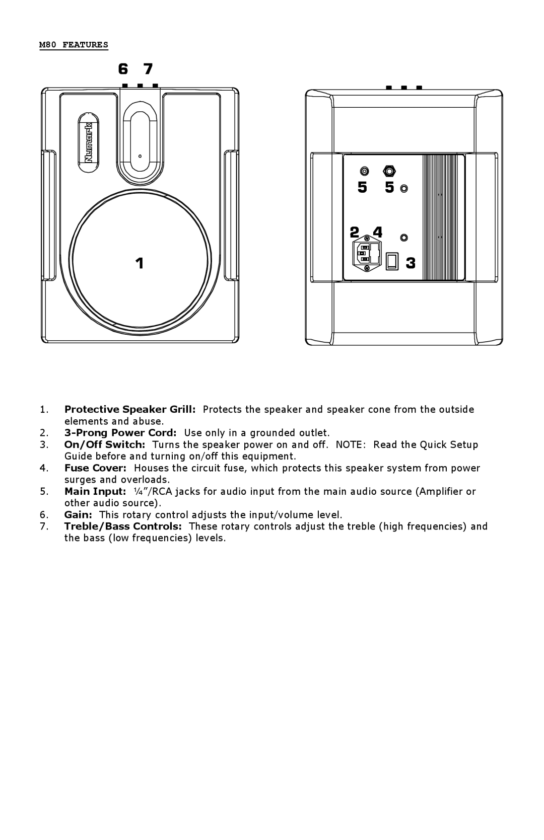 Numark Industries quick start M80 Features 