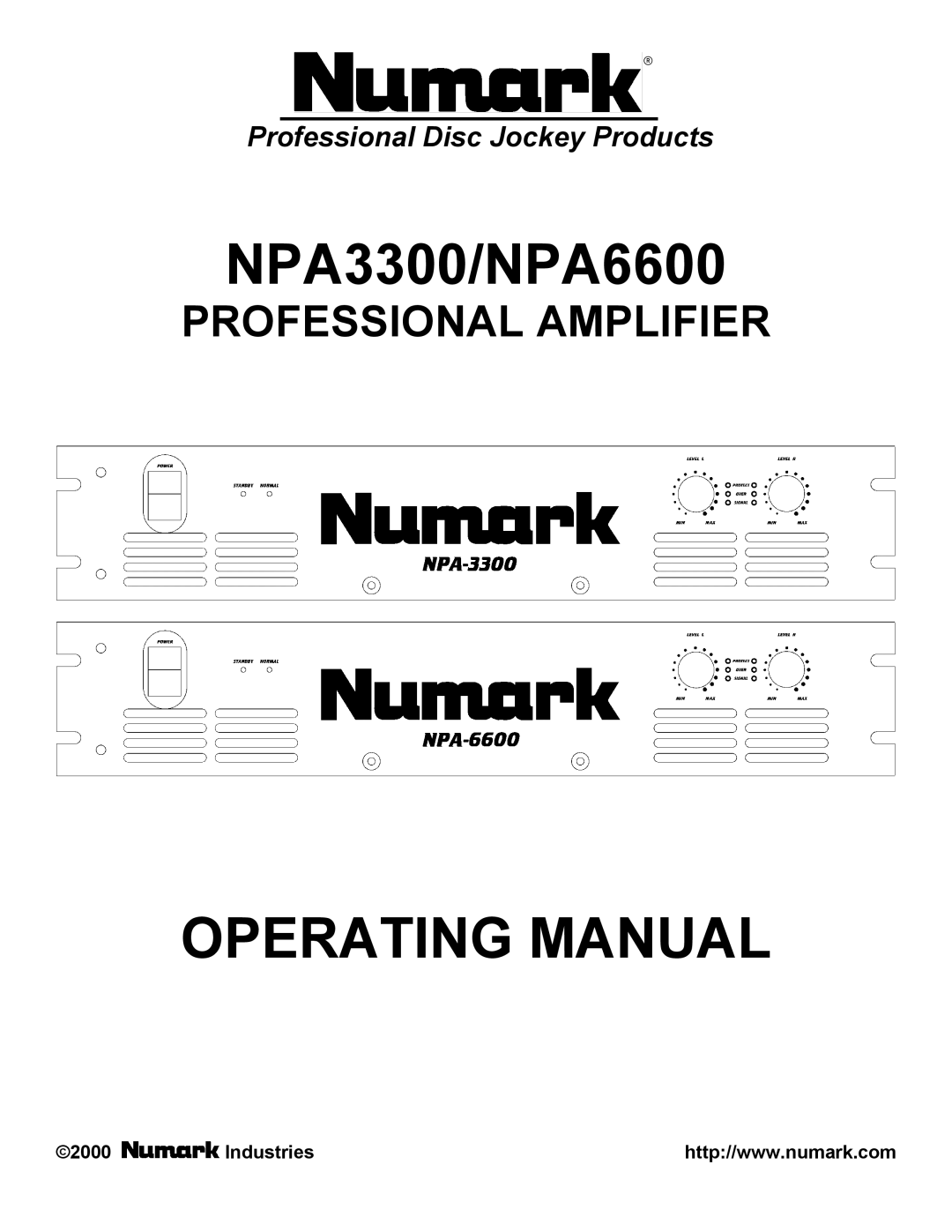 Numark Industries NPA3300/NPA6600 manual Operating Manual, Professional Disc Jockey Products 