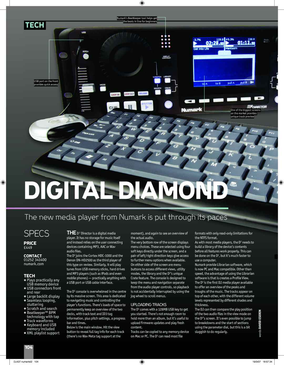 Numark Industries THED2 manual Specs, Uploading Tracks 