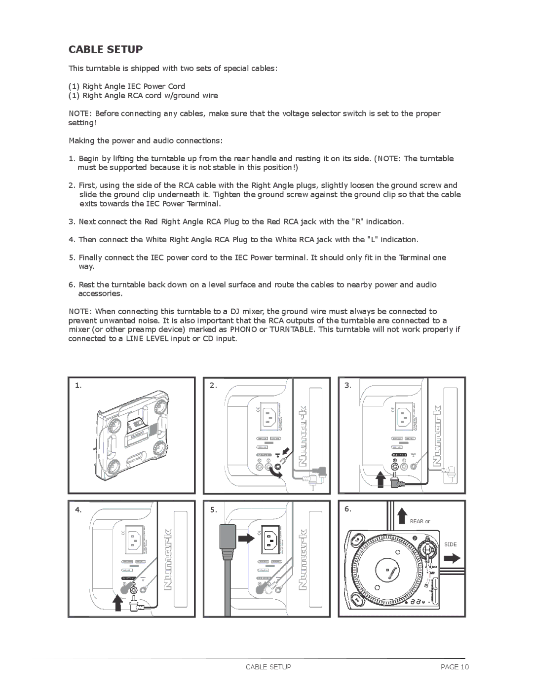 Numark Industries TT200 operating instructions Cable Setup 