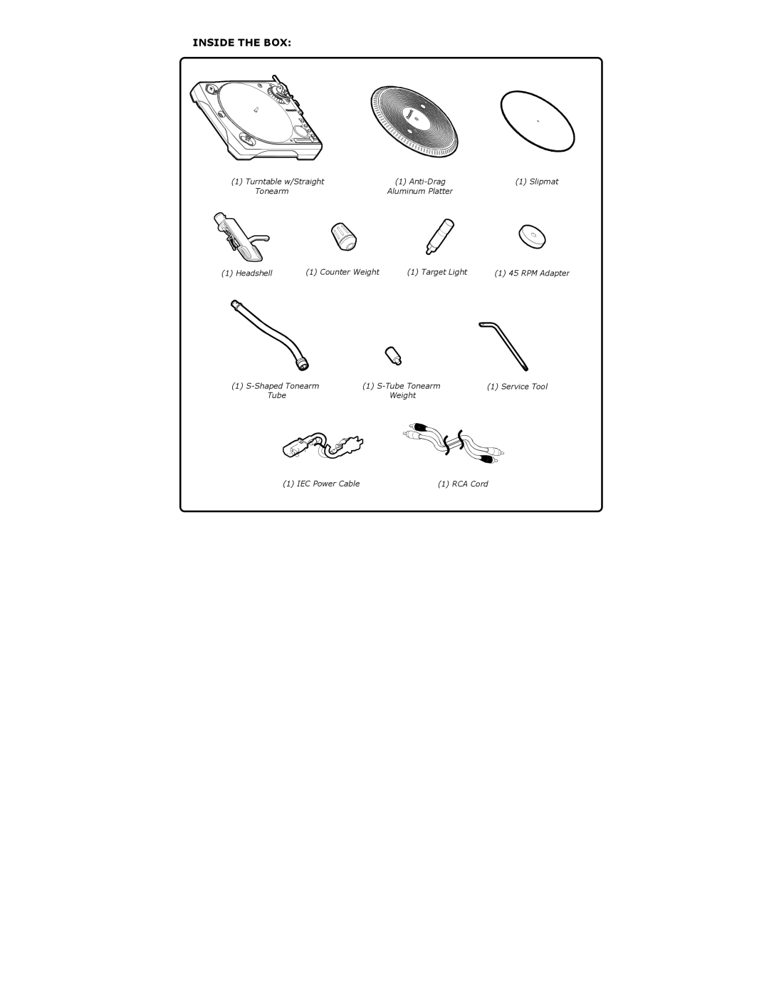 Numark Industries TT500 specifications Inside the BOX 