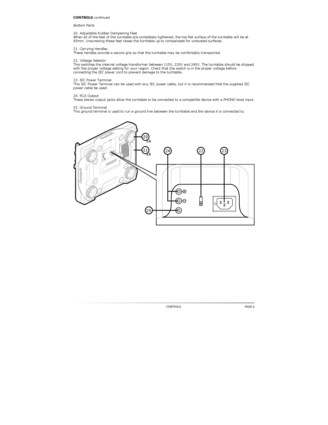 Numark Industries TT500 specifications Controls 