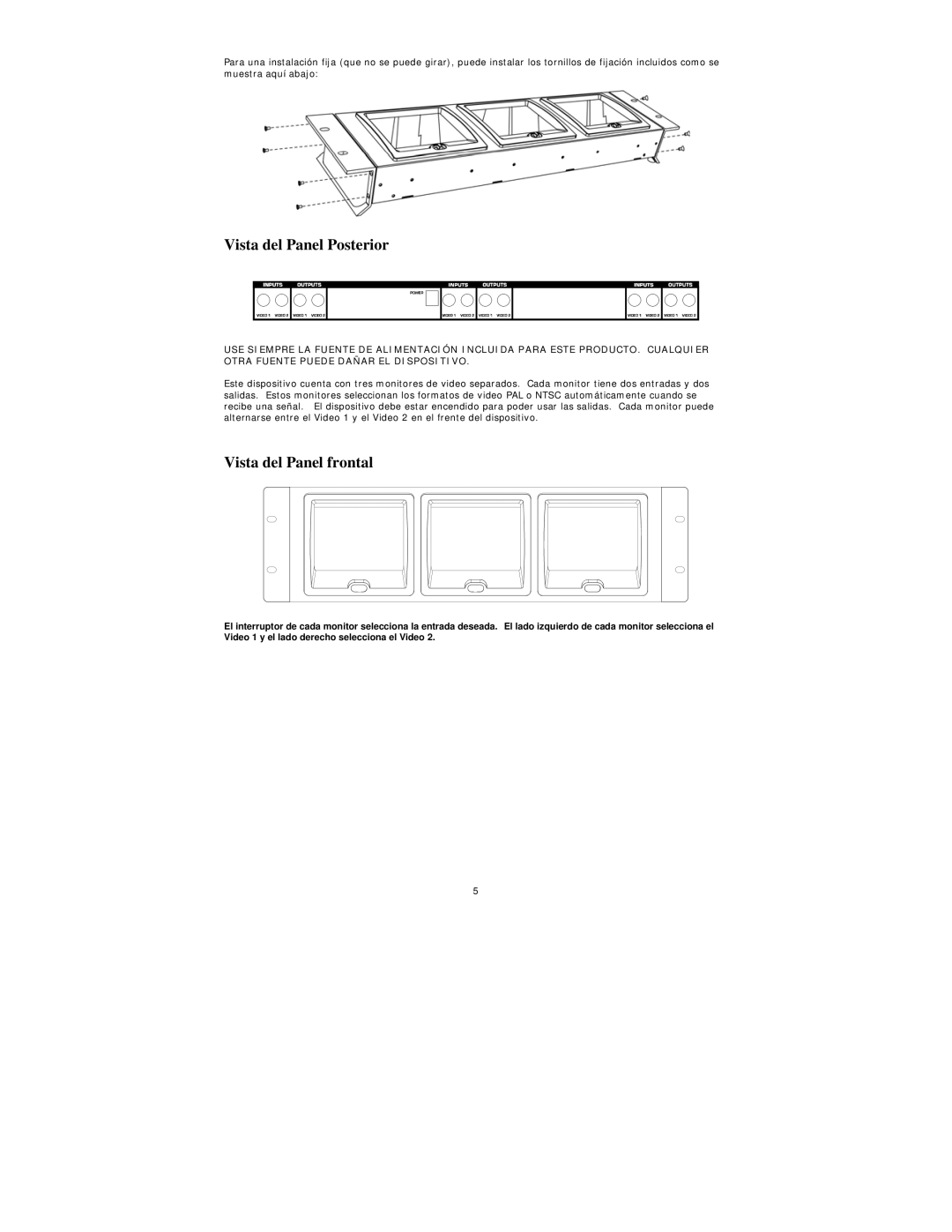 Numark Industries VM03 quick start Vista del Panel Posterior 