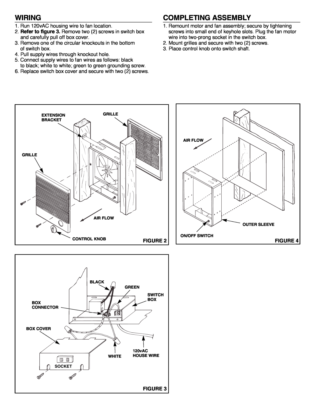 NuTone 8145 installation instructions Wiring, Completing Assembly, Figure 