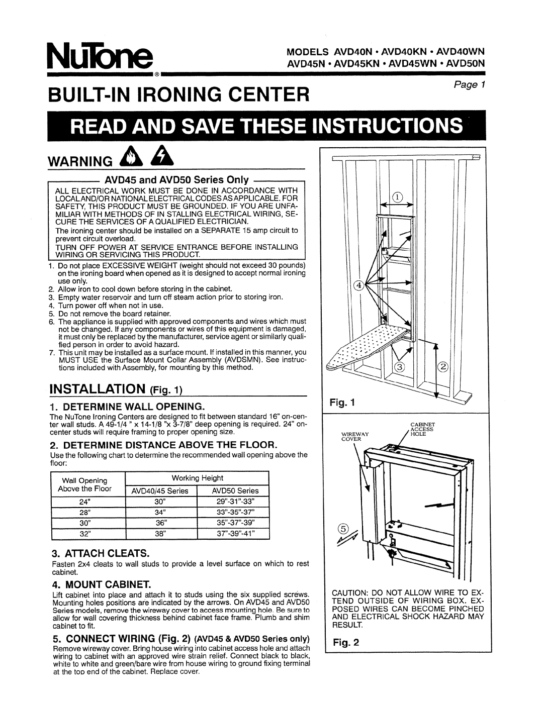 NuTone AVD 10N manual 