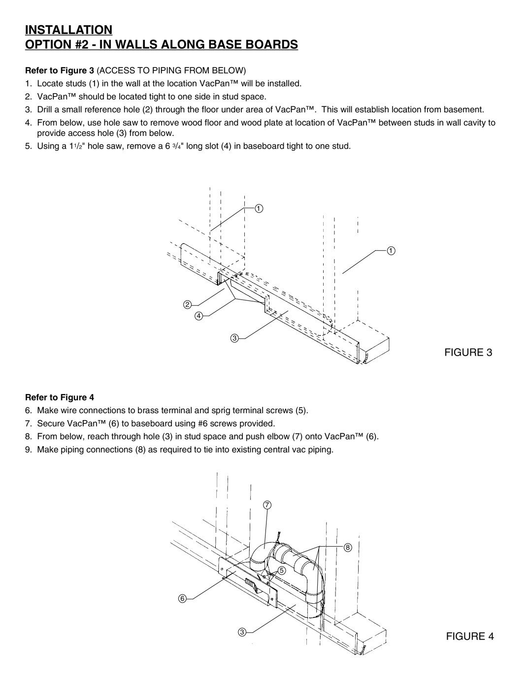 NuTone CI-365 installation instructions Installation Option #2 in Walls Along Base Boards 